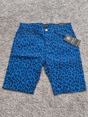 Men's Victorious Leopard Print Denim Shorts Size 34"